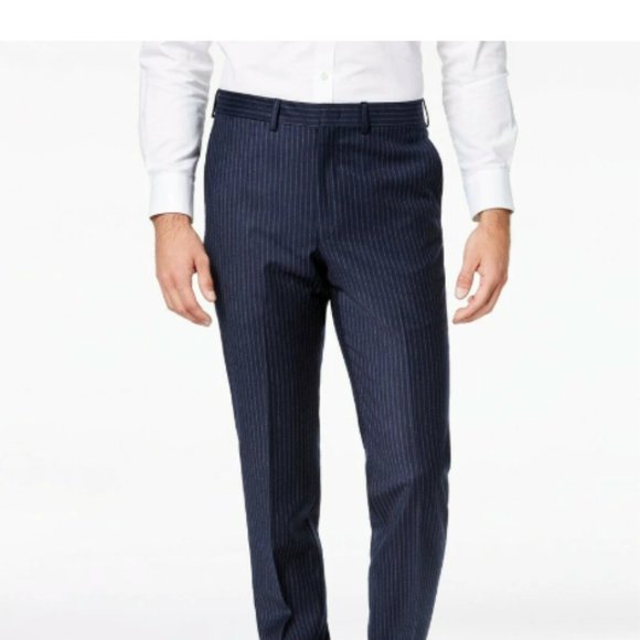 mens navy blue pinstripe pants
